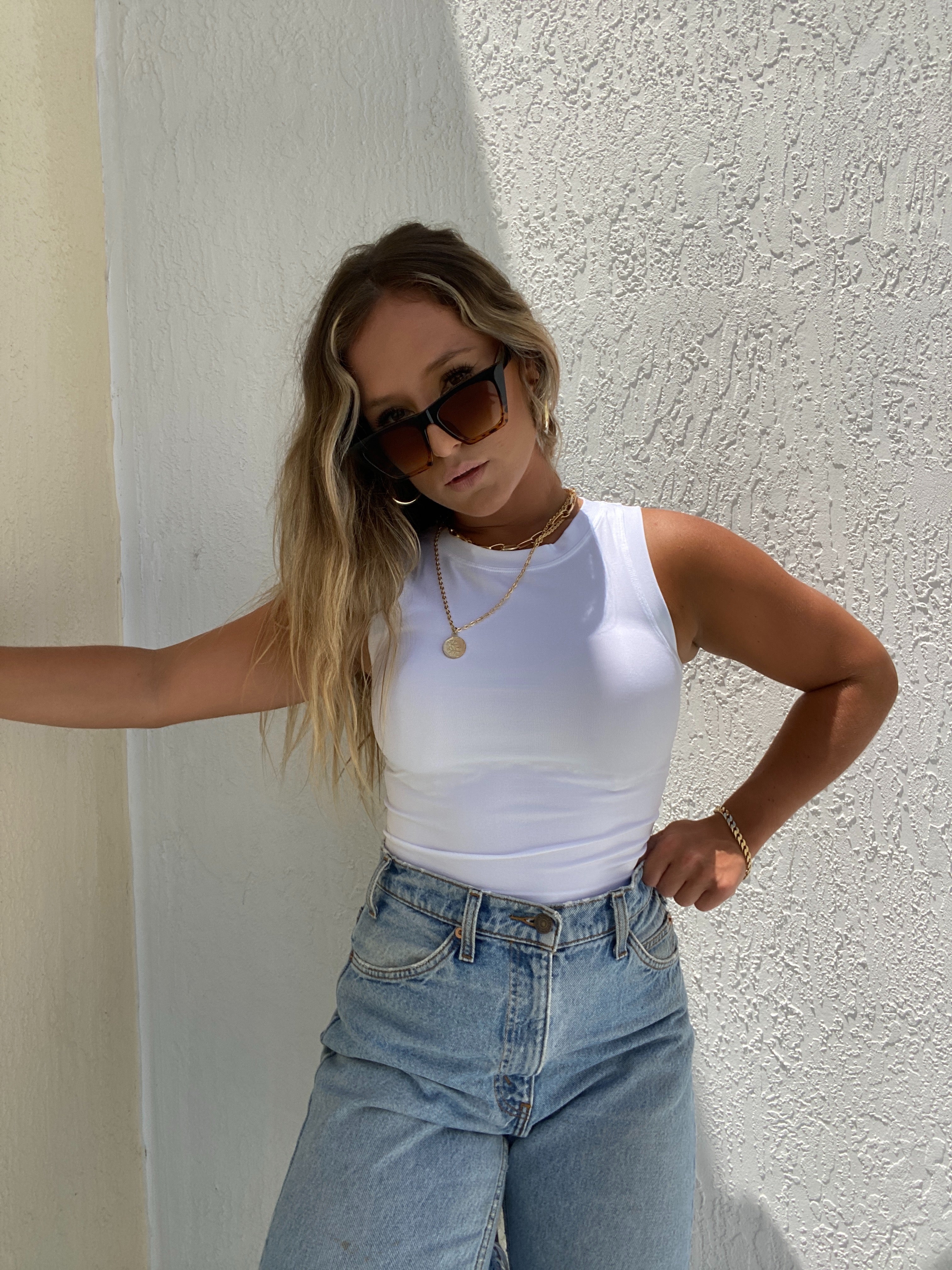 All Over Me Tank White