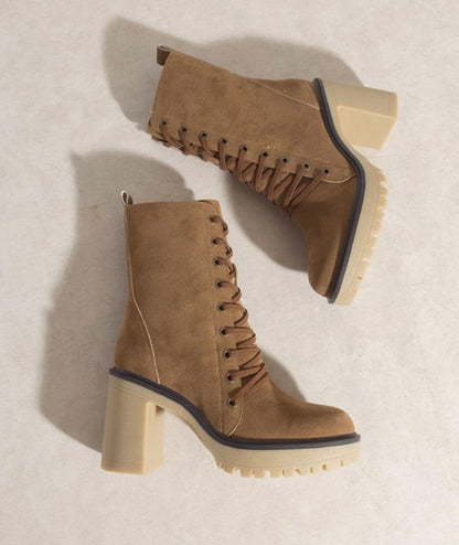 FAREWELL LACE UP BOOTS CAMEL