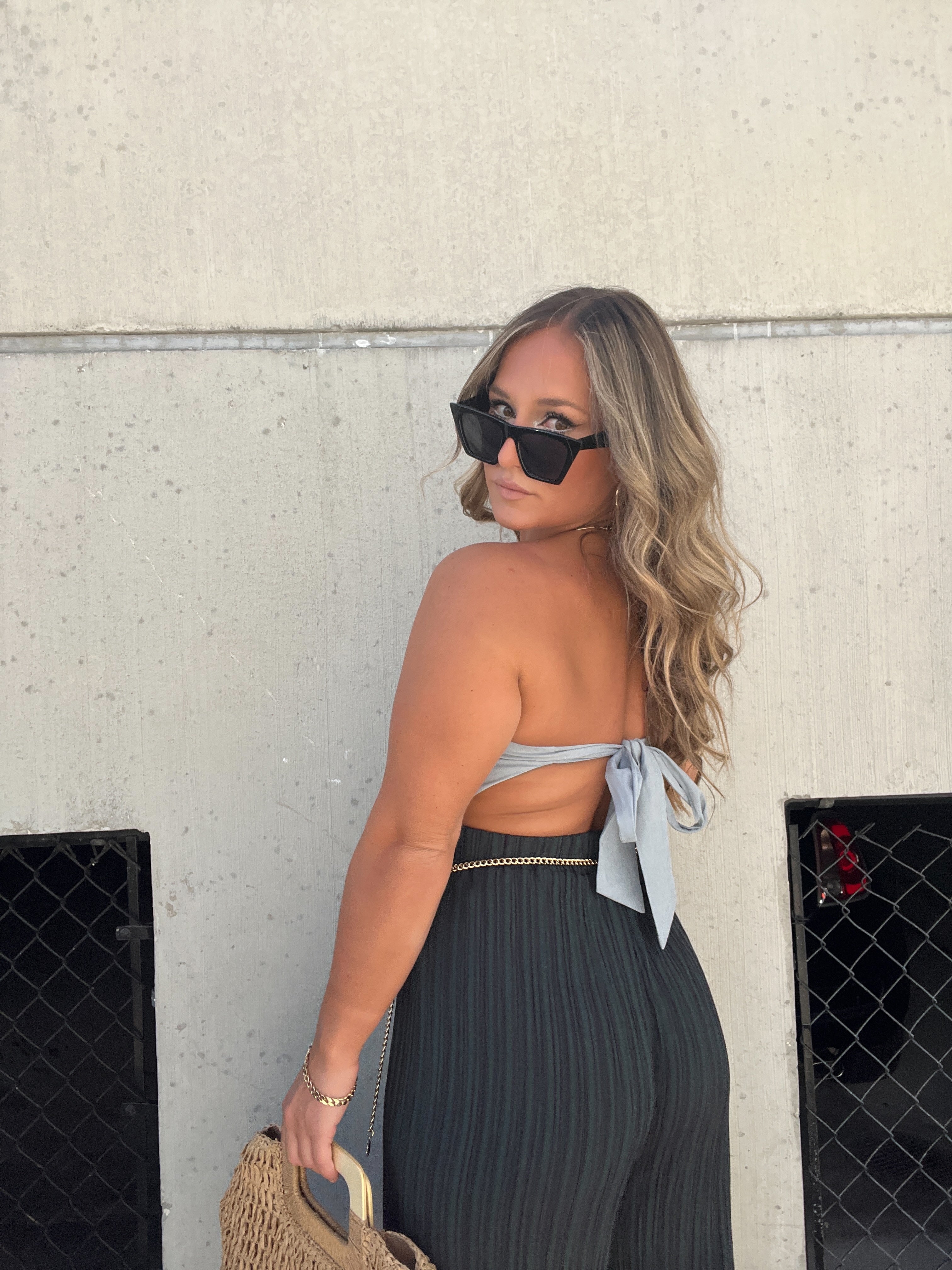 SECOND CHANCES SCARF TOP DENIM